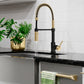 ZLINE Autograph Sierra Pull Down Spring Single Handle Kitchen Faucet in Matte Black and Champagne Bronze, SRA-KF-ZMBCB