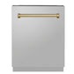 ZLINE Tallac Autograph Edition 24-Inch Top Control Built-In Dishwasher, Stainless Steel Panel, Traditional Champagne Bronze Handle, 51 dBA (DWVZ-304-24-CB)