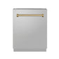 ZLINE Tallac Autograph Edition 24-Inch Top Control Built-In Dishwasher, Stainless Steel Panel, Traditional Champagne Bronze Handle, 51 dBA, DWVZ-304-24-CB