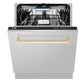 ZLINE Tallac Autograph Edition 24-Inch Top Control Built-In Dishwasher, Stainless Steel Panel, Traditional Polished Gold Handle, 51 dBA, DWVZ-304-24-G