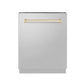 ZLINE Tallac Autograph Edition 24-Inch Top Control Built-In Dishwasher, Stainless Steel Panel, Traditional Polished Gold Handle, 51 dBA, DWVZ-304-24-G