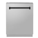ZLINE Tallac Autograph Edition 24-Inch Top Control Built-In Dishwasher, Stainless Steel Panel, Traditional Matte Black Handle, 51 dBA (DWVZ-304-24-MB)