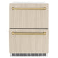 ZLINE Autograph 24" Touchstone 168 Can Outdoor-Rated Refrigerator Drawer with Panel Ready Doors and 2 Champagne Bronze Handles, RDSPOZ-24-CB