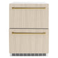 ZLINE Autograph 24" Touchstone 168 Can Outdoor-Rated Refrigerator Drawer with Panel Ready Doors and 2 Polished Gold Handles, RDSPOZ-24-G