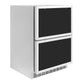 ZLINE Autograph 24" Touchstone 168 Can Outdoor-Rated Refrigerator Drawer with Panel Ready Doors and 2 Matte Black Handles, RDSPOZ-24-MB