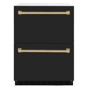 ZLINE 24" Touchstone 168 Can Outdoor-Rated Refrigerator Drawer with Black Matte Doors and Bronze Handles, RDSOZ-BLM-24-CB