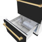 ZLINE Autograph Edition 24" Touchstone 168 Can Outdoor-Rated Dual Refrigerator Drawer with Black Matte Doors and Polished Gold Handles, RDSOZ-BLM-24-G