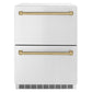 ZLINE Autograph 24" Touchstone 168 Can Outdoor-Rated Refrigerator Drawer with Stainless Steel Doors and Champagne Bronze Handles, RDSOZ-ST-24-CB