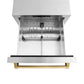 ZLINE Autograph 24" Touchstone 168 Can Outdoor-Rated Refrigerator Drawer with Stainless Steel Doors and Polished Gold Handles, RDSOZ-ST-24-G