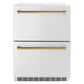 ZLINE Autograph 24" Touchstone 168 Can Outdoor-Rated Refrigerator Drawer with Stainless Steel Doors and Polished Gold Handles, RDSOZ-ST-24-G