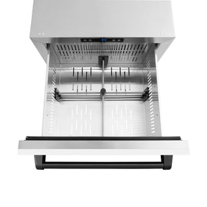 ZLINE Autograph Edition 24" Touchstone 168 Can Outdoor-Rated Dual Refrigerator Drawer with White Matte Doors and Matte Black Handles, RDSOZ-WM-24-MB