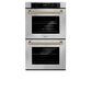 ZLINE Autograph 30" Professional True Convection Double Wall Oven with Air Fry and Self Clean in Stainless Steel with Polished Gold Helix Handles, WADZ-30-KG