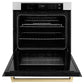ZLINE 30" Autograph Single Wall Oven with Air Fry and Self-Clean in Stainless Steel and Champagne Bronze Handle, WASZ-30-CB