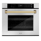 ZLINE 30" Autograph Single Wall Oven with Air Fry and Self-Clean in Stainless Steel and Gold Handle, WASZ-30-G