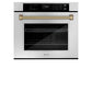 ZLINE Autograph 30" Professional True Convection Single Wall Oven with Air Fry and Self Clean in Stainless Steel with Champagne Bronze Helix Handle, WASZ-30-KCB