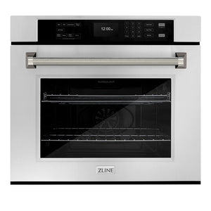 ZLINE Autograph 30" Professional True Convection Single Wall Oven with Air Fry and Self Clean in Stainless Steel with Polished Nickel Helix Handle, WASZ-30-KPN