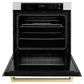ZLINE 30" Autograph Single Wall Oven with Air Fry and Self-Clean in Stainless Steel with White Matte Door and Champagne Bronze Handle, WASZ-WM-30-CB