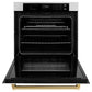ZLINE 30" Autograph Single Wall Oven with Air Fry and Self-Clean in Stainless Steel with White Matte Door and Gold Handle, WASZ-WM-30-G