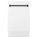 ZLINE Tallac Autograph Edition 18-Inch Top Control Built-In Dishwasher, White Matte Panel, Modern Matte Black Handle, 51 dBA (DWVZ-WM-18-MB)