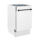 ZLINE Tallac Autograph Edition 18-Inch Top Control Built-In Dishwasher, White Matte Panel, Modern Matte Black Handle, 51 dBA, DWVZ-WM-18-MB