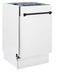 ZLINE Tallac Autograph Edition 18-Inch Top Control Built-In Dishwasher, White Matte Panel, Modern Matte Black Handle, 51 dBA, DWVZ-WM-18-MB