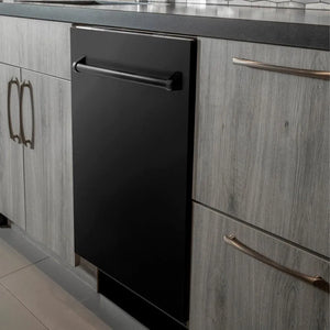 ZLINE Classic 24-Inch Top Control Built-In Dishwasher, Black Stainless Steel Panel, Traditional Handle, 52 dBA, DW-BS-24
