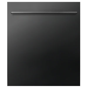 ZLINE Classic 24-Inch Top Control Built-In Dishwasher, Black Stainless Steel Panel, Modern Handle, 52 dBA (DW-BS-H-24)