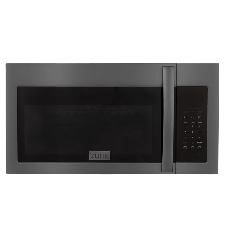 ZLINE Appliance Package - 30" Double Wall Oven, Rangetop, Over The Range Microwave in Black Stainless Steel