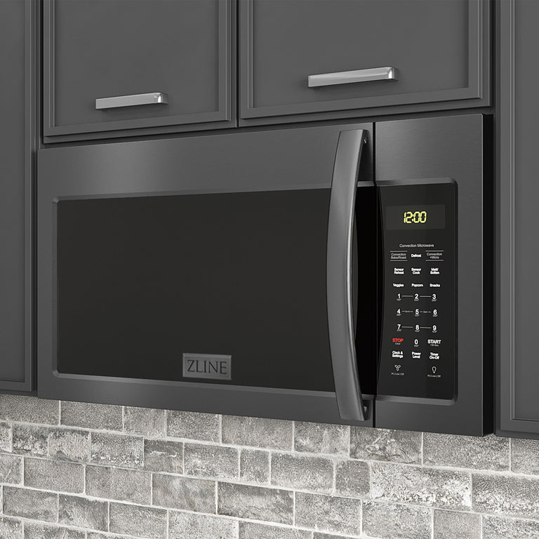 ZLINE Appliance Package - 30" Double Wall Oven, Rangetop, Over The Range Microwave in Black Stainless Steel