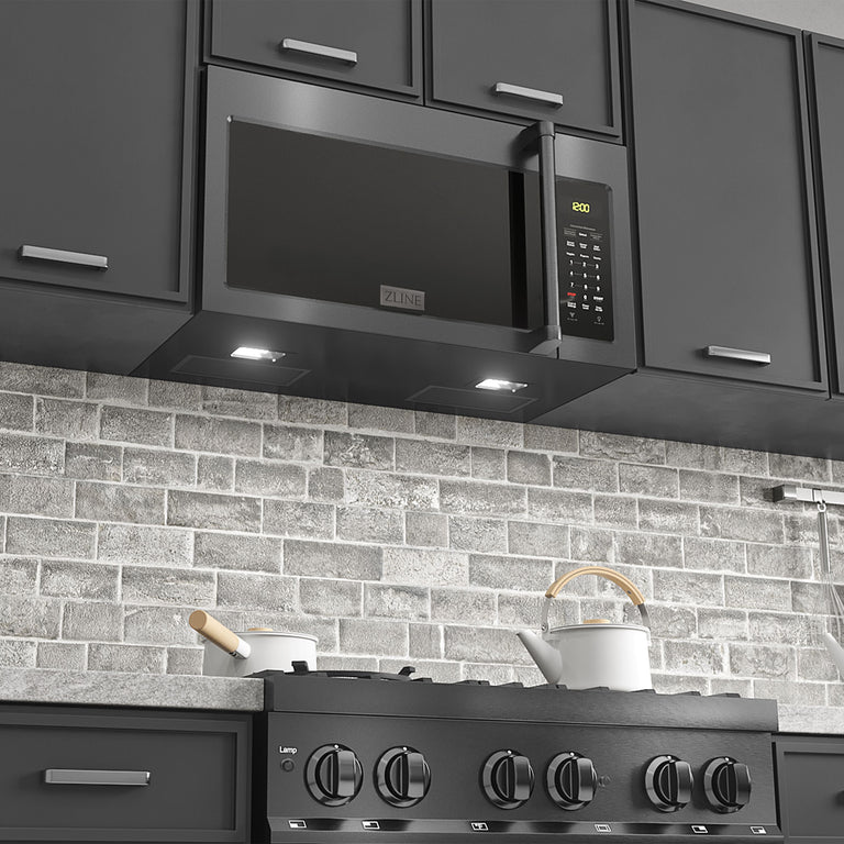 ZLINE Appliance Package - 30" Double Wall Oven, Rangetop, Over The Range Microwave In Black Stainless