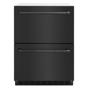 ZLINE 24" Touchstone 168 Can Outdoor-Rated Dual Refrigerator Drawer with Black Stainless Steel Doors, RDSO-BS-24