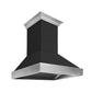 ZLINE 30" 400 CFM Wooden Wall Mount Range Hood in Rustic Shiplap Black Finish with Stainless Steel Accents, 365CC-30