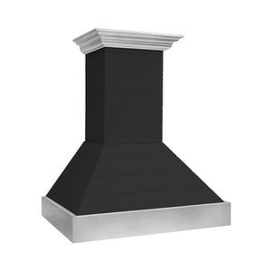 ZLINE 36" 700 CFM Wooden Wall Mount Range Hood in Rustic Shiplap Black Finish with Stainless Steel Accents, 365CC-36