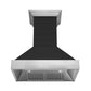 ZLINE 36" 700 CFM Wooden Wall Mount Range Hood in Rustic Shiplap Black Finish with Stainless Steel Accents, 365CC-36