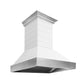 ZLINE 30" 400 CFM Wooden Wall Mount Range Hood in Rustic Shiplap Bright White Finish with Stainless Steel Accents, 365WW-30