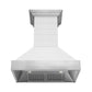 ZLINE 36" 700 CFM Wooden Wall Mount Range Hood in Rustic Shiplap Bright White Finish with Stainless Steel Accents, 365WW-36