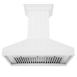 ZLINE 36" 400 CFM Convertible Wooden Wall Mount Range Hood in Shiplap Bright White Finish, KPWW-36