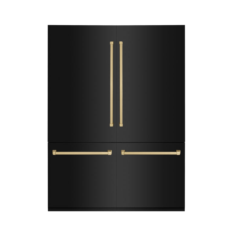 ZLINE 60" Autograph Built-in Refrigerator with Internal Water & Ice Dispenser in Black Stainless with Bronze Accents