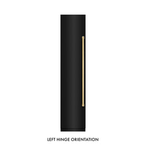 ZLINE Autograph 18" 8.6 cu. ft. Left Hinge Column Freezer in Black Stainless Steel with Graphite Gray Interior and Polished Gold Accents, RCFVLZ-BS-18-G