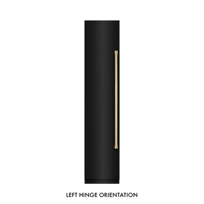 ZLINE Autograph 18" 8.6 cu. ft. Left Hinge Column Freezer in Black Stainless Steel with Graphite Gray Interior and Polished Gold Accents, RCFVLZ-BS-18-G