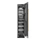 ZLINE Autograph 18" 8.6 cu. ft. Right Hinge Column Freezer in Black Stainless Steel with Graphite Gray Interior and Polished Gold Accents, RCFVRZ-BS-18-G