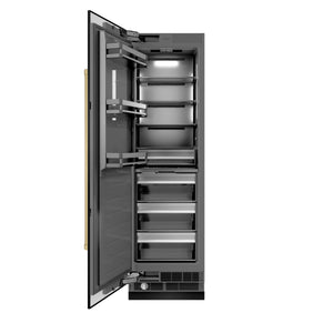 ZLINE Autograph 24" 12.4 cu. ft. Column Freezer in Black Stainless Steel with Graphite Gray Interior and Champagne Bronze Accents, RCFVZ-BS-24-CB