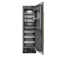 ZLINE Autograph 24" 12.5 cu. ft. Column Refrigerator in Black Stainless Steel with Graphite Gray Interior and Polished Gold Accents, RCRVZ-BS-24-G