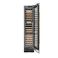 ZLINE Autograph 18" 9.0 cu. ft. Triple Zone 68 Bottle Right Hinge Column Wine Cooler in Black Stainless Steel with Polished Gold Accents, RCWVRZ-BS-18-G