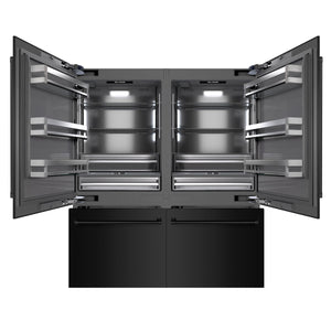 ZLINE 72" 39.6 cu. ft. French Door Built-In Bottom Freezer Refrigerator with Water Dispensers and Ice Makers in Black Stainless Steel with Graphite Gray Interior, GRBIT-BS-72