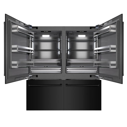ZLINE 72" 39.6 cu. ft. French Door Built-In Bottom Freezer Refrigerator with Water Dispensers and Ice Makers in Black Stainless Steel with Graphite Gray Interior, GRBIT-BS-72