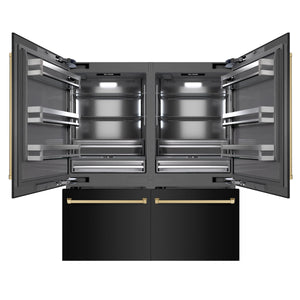 ZLINE Autograph 72" 39.6 cu. ft. French Door Built-In Bottom Freezer Refrigerator with Water Dispensers and Ice Makers in Black Stainless Steel with Graphite Gray Interior and Champagne Bronze Accents, GRBITZ-BS-72-CB
