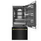 ZLINE Autograph 36" 19.8 cu. ft. Built-In Bottom Freezer Refrigerator with Water Dispenser and Ice Maker in Black Stainless Steel with Graphite Gray Interior and Champagne Bronze Helix Handles, GRBITZ-BS36-KCB