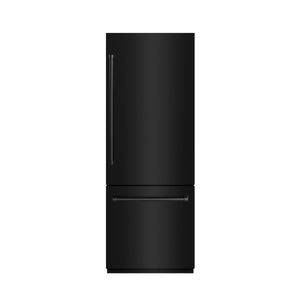 ZLINE 30" 16.1 cu. ft. Built-In Bottom Freezer Refrigerator with Water Dispenser and Ice Maker in Black Stainless Steel with Graphite Gray Interior, GRBIV-BS-30