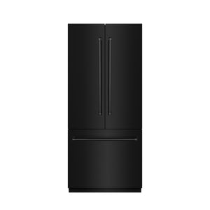 ZLINE 36" 19.6 cu. ft. French Door Built-In Bottom Freezer Refrigerator with Water Dispenser and Ice Maker in Black Stainless Steel with Graphite Gray Interior, GRBIV-BS-36